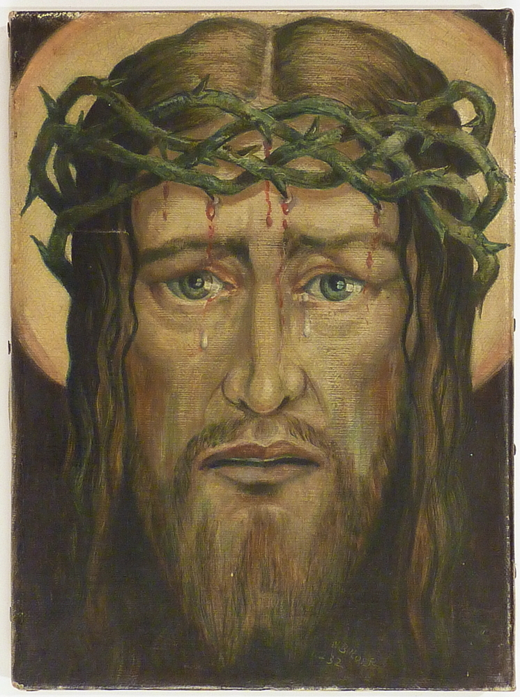 Christushoofd met doornenkrans