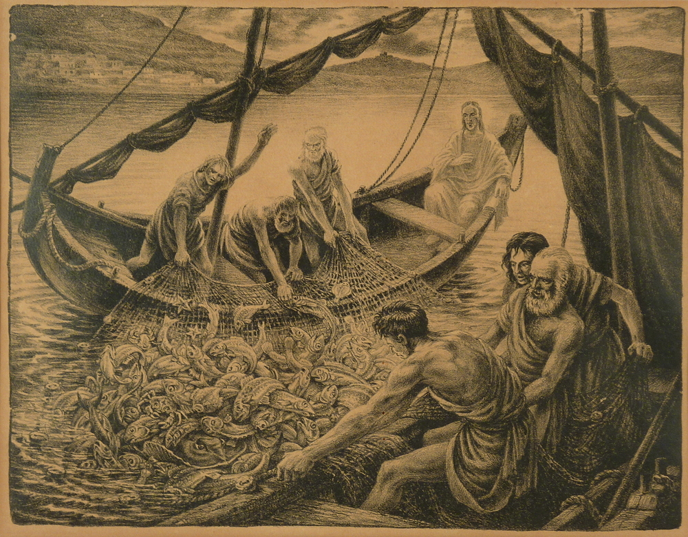 litho de Wonderbaarlijke visvangst