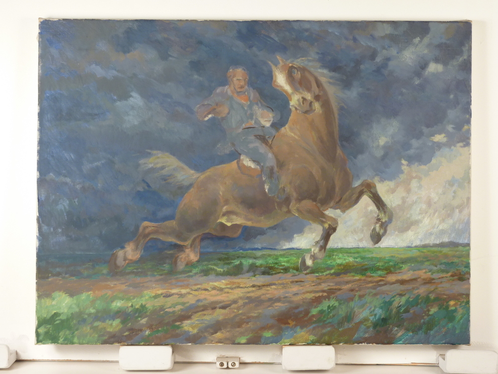 Mephisto in de Veenkoloniën, olieverfschilderij, 1964.
Dit is het laatste schilderij waar Bulder aan werkte voordat hij ziek werd en stierf in 1964. Hij heeft het werk nooit af kunnen maken.