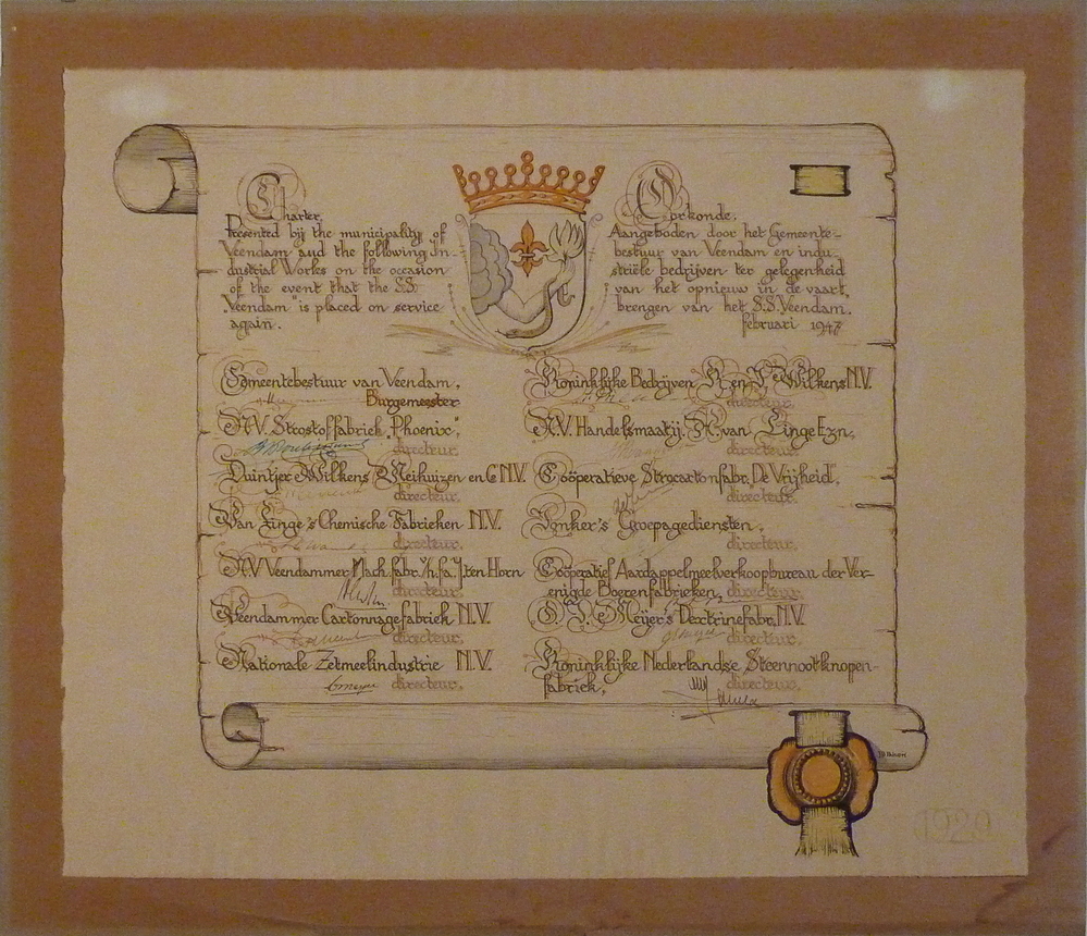 oorkonde S.S.Veendam