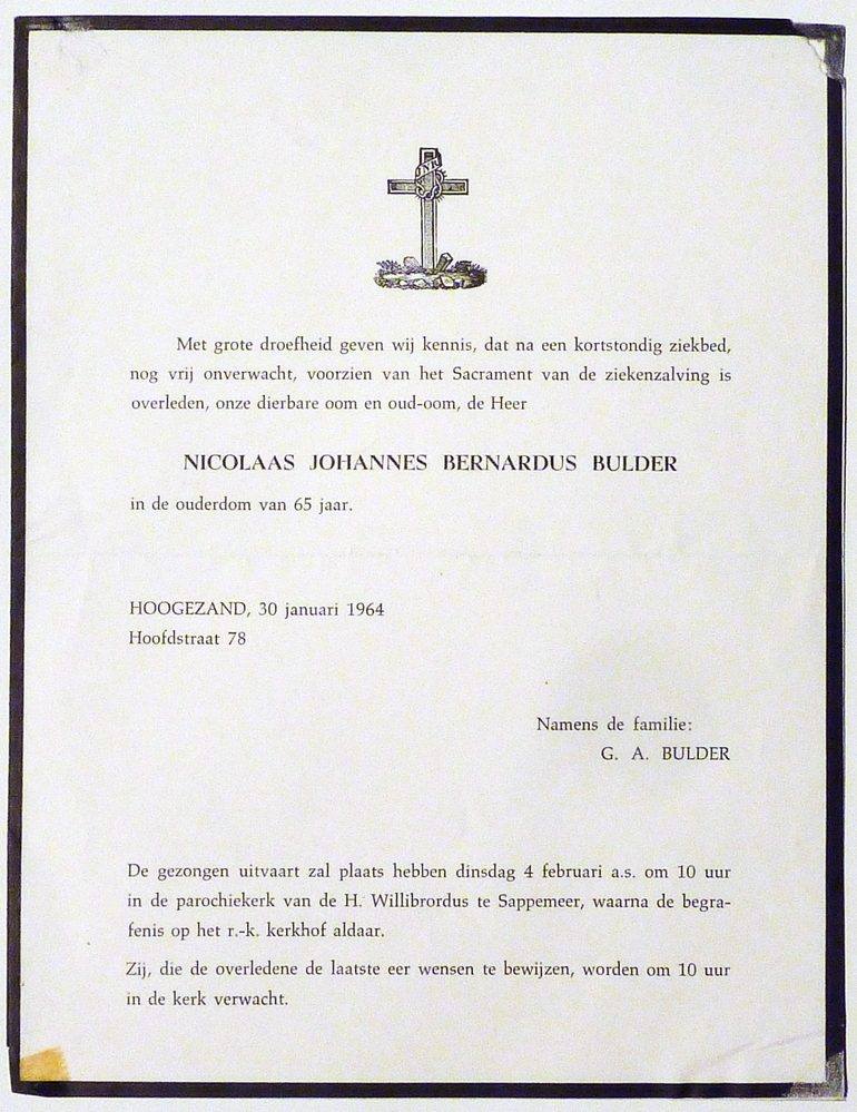 Bulder , Nicolaas Johannes Bernardus 30 januari 1964