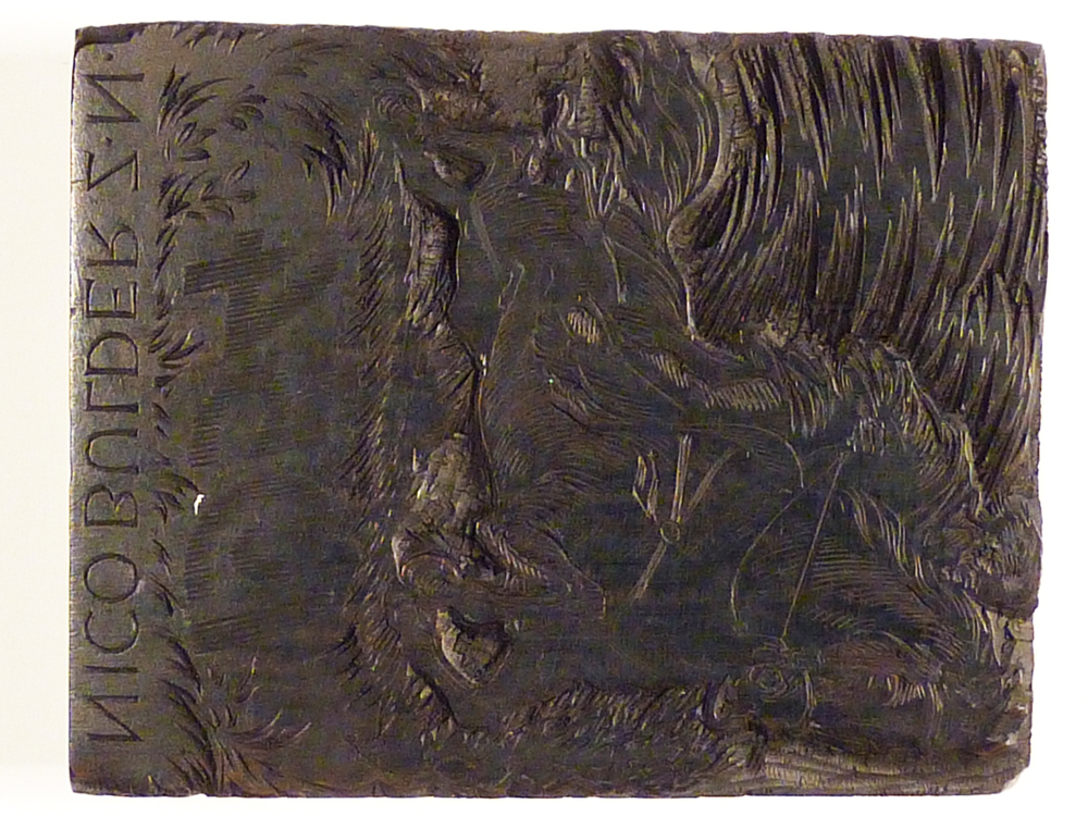 houtblok paard met ruiter als nieuwjaarswens 1954