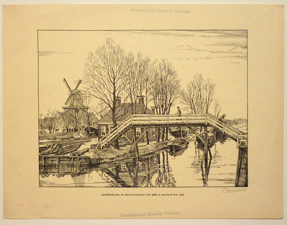 scheepshelling en houtzaagmolen van Berg & Maathuis plm 1875