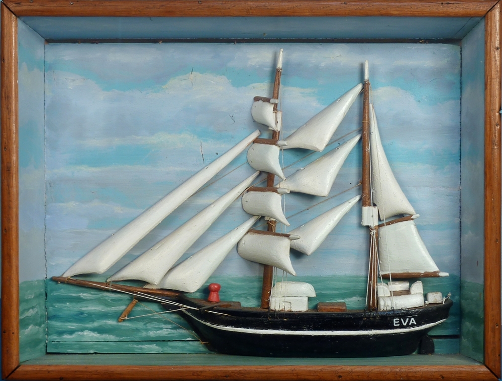 kastmodel 2 mast schoenerbrik EVA, gebouwd door R. Timmer Sr.