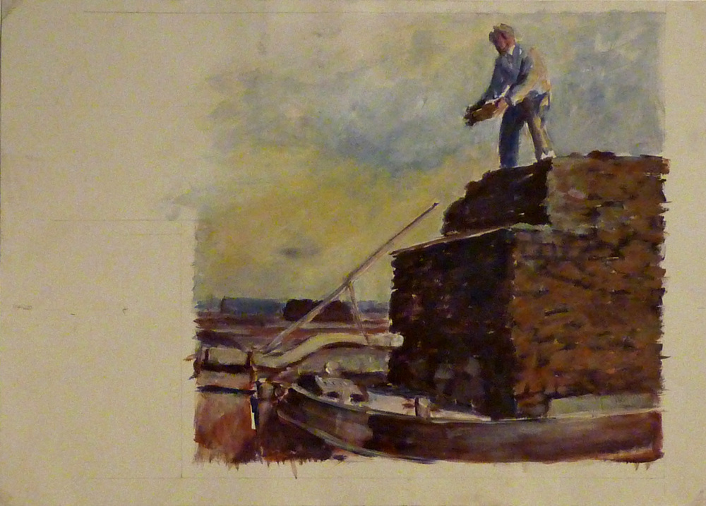 ontwerp voor de turfwand van het Veenkoloniaal Museum