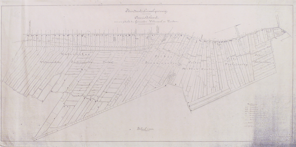 Noordoosterlokaalspoorweg overzichtskaart van een gedeelte der gemeenten Wildervank en Veendam.