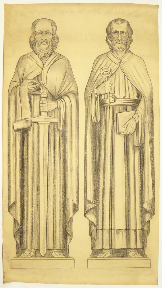 2 Heiligenbeelden, Paulus en Petrus ten voeten uit.