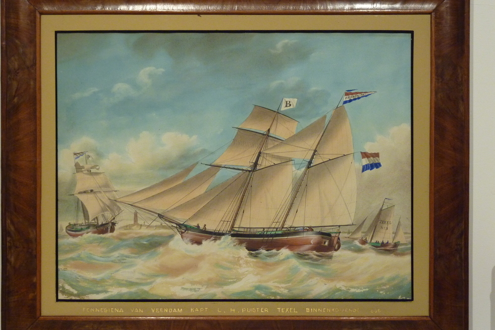 Spin 1856 Fennechiena van Veendam kapt L H Puister Texel binnenkomende 1856. galjoot, Fennegiena, lang 23 ellen, wijd 4 ellen 37 duim, hol 2 ellen 34 duim, 105 ton of 55 lasten, door Wijnandus Geerts Bodewes te Martenshoek gebouwd voor schipper Lucas Hendriks Puister te Veendam, die aan ieder van de beide verkopers nog f. 500,-- moet voldoen. (verkopers Wijnandus Geerts Bodewes en Samuel Christiaans de Boer, landbouwer te Hoogezand). In 1861 in zinkende staat verlaten.