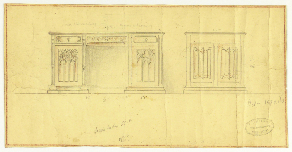 potloodtekening / schets ontwerp bureau priesterwijding