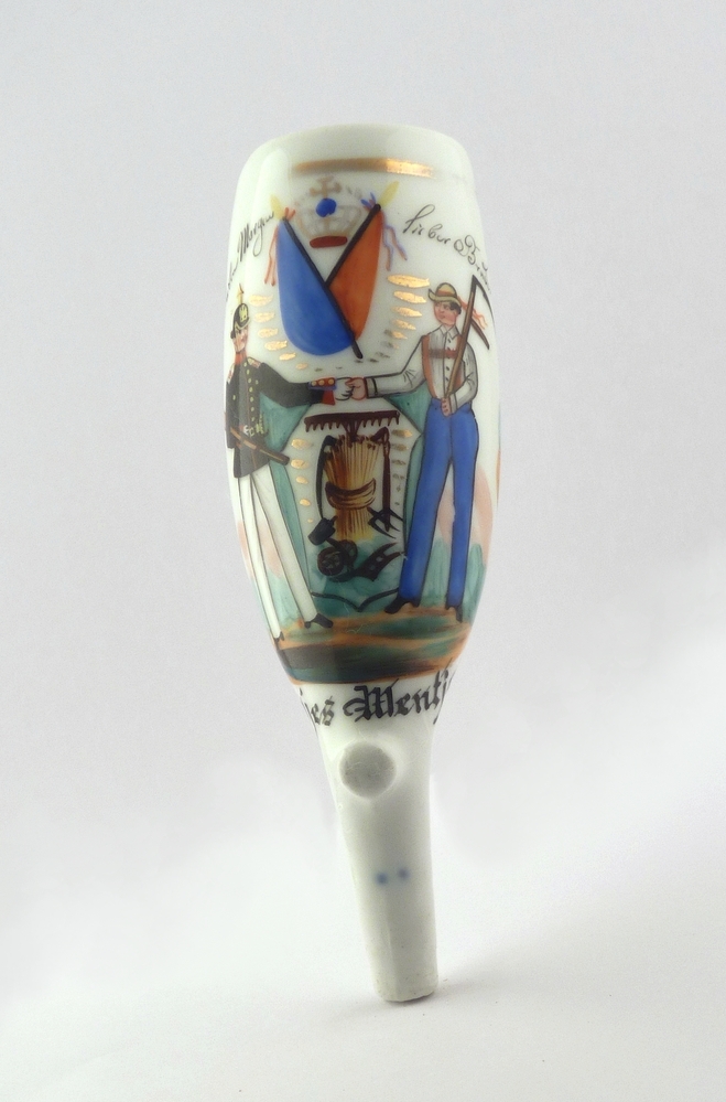 Das beste wappen auf der Welt, ist der pflug in ackerfeld guten morgen lieber bruder andenken a.d.l. bruder Dirk b.v. Komp Hannos Fuslr Regt N 73 in Hannover 1886 Tonjes Mentjes