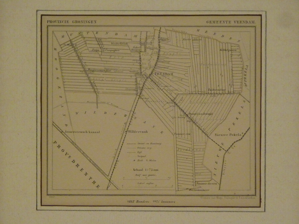 Gemeente kaart Gemeente Veendam naar aanleiding van een kadasterkaart rond 1843