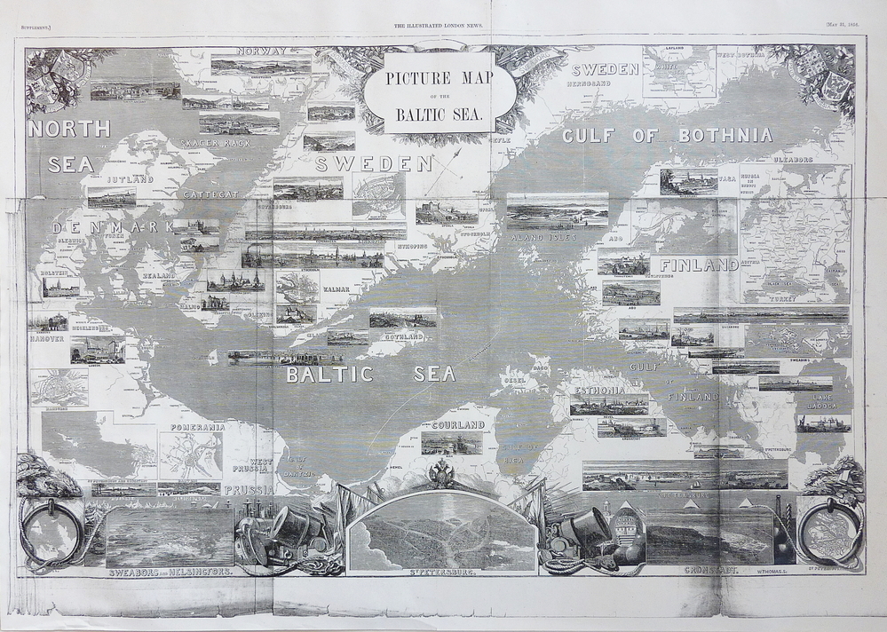copie van een zeekaart van 31 mei 1856 van de baltische zee