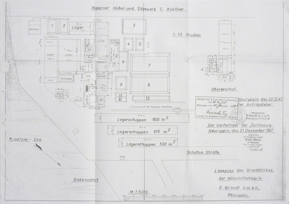 lageplan des grundstucks der nahrmittelfabrik E Brandt GMBH Neuruppin
