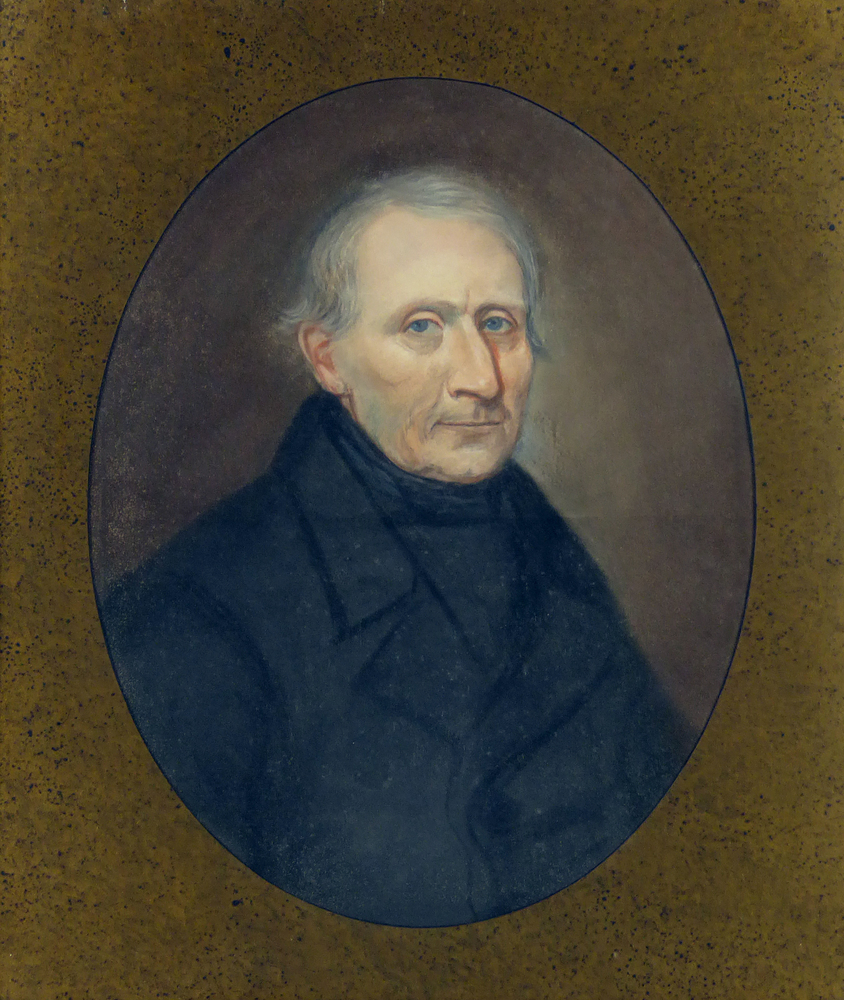 mansportret in goudkleurige rijkelijk decoreerde lijst, voorstellende een oude man en profil naar rechts met zwarte jak en zwarte blouse, geheel uitgesneden als ovaal in bruingewolkte  passepartout, achterop inscriptie: Groningen 20 September 1930 Dit is mijn overgrootvader Wieto Harm Kuiper, geboren 27 september 1798 te Nieuwolda, overlden 11 april 1877 te Nieuwolda, gerestaureerd en ingelijst bij Firma Sanders, Herestraat Groningen, als cadeau van mijn vrouw Alide Margaretha Itje Meijer op mijn 33 ste verjaardag 20 september 1930. Groningen Verl. Hereweg 8. w.g. Harm Wieto Kuiper. toegeschreven aan kunstenaar Berend Wierts Kunst.