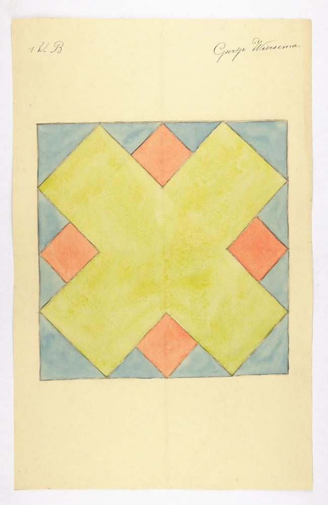 grote groene kruis voor diagonaal geplaatste rode vierkant op blauwe achtergrond