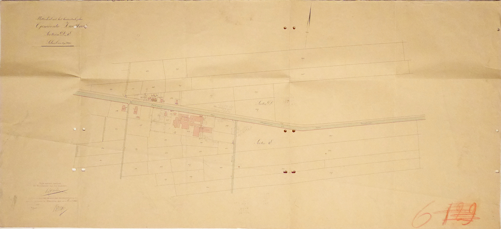 uitreksel uit het kadastrale plan Gemeente Zuidbroek Sectie D & E. schaal van 1 op 2500 uit nalatenschap van oud- medewerker en vader van schenker Harm Toorman (1921-2017)