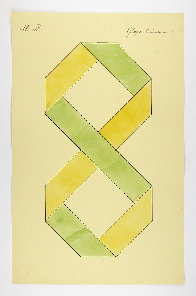 geel groene lint, gevouwen in de vorm van een acht