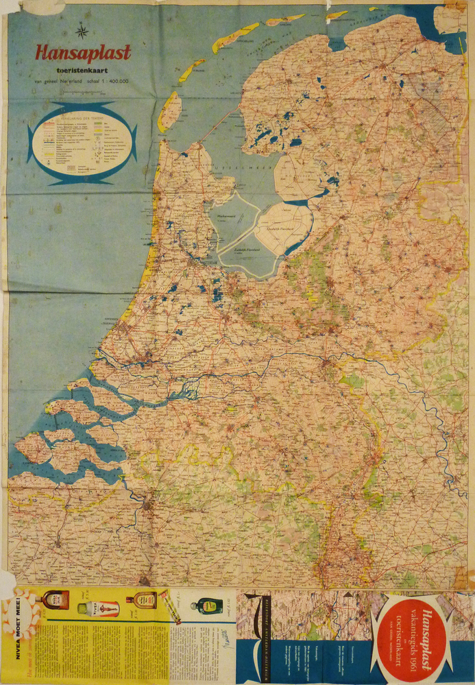 Hansaplast toeristenkaart van heel Nederland 1:400.000 (uitgave van pharmaceutische fabriek Beiersdorf NV)