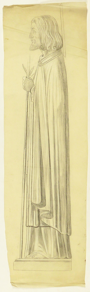 ontwerptekening zijaanzicht, ten voeten uit, Heilige Jozef, beeld Jozef altaar Steenwijksmoer