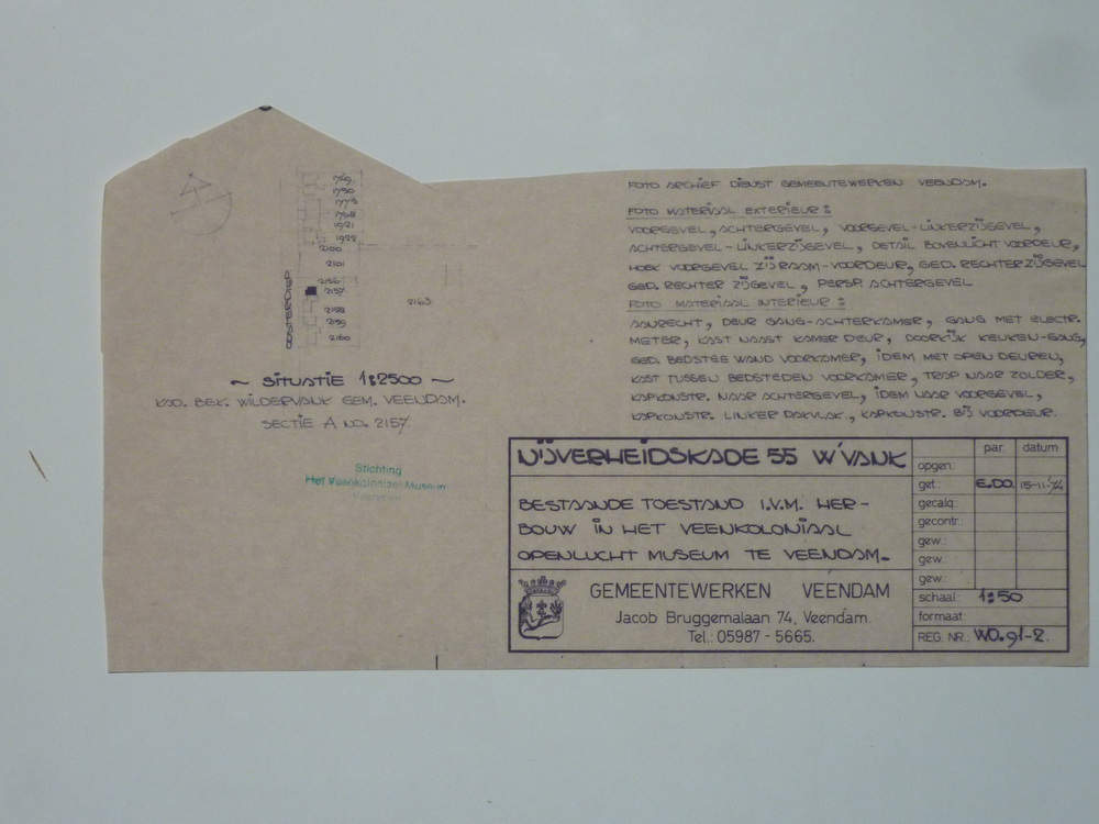 nijverheidskade 55 Wildervank bestaande toestand in verband met herbouw in het veenkoloniaal open luchtmuseum te Veendam.