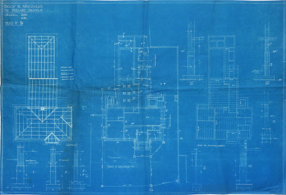 bouw van een raadhuis te Nieuwe Pekela schaal 1:100 1:20 Blad no 5