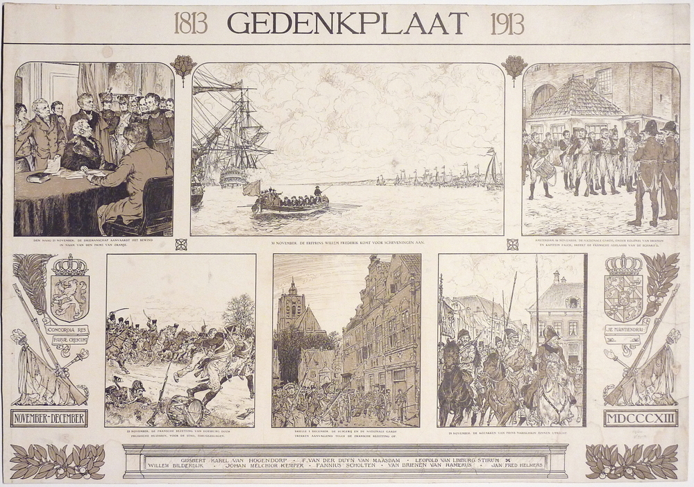 Prent ter gelegenheid van de honderdjarige bevrijding van Napoleon uitgegeven.