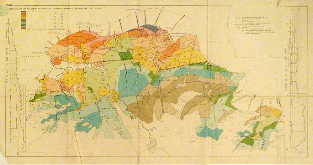 hoogtekaart van het gebied der provincie groningen binnen de keering van 1717