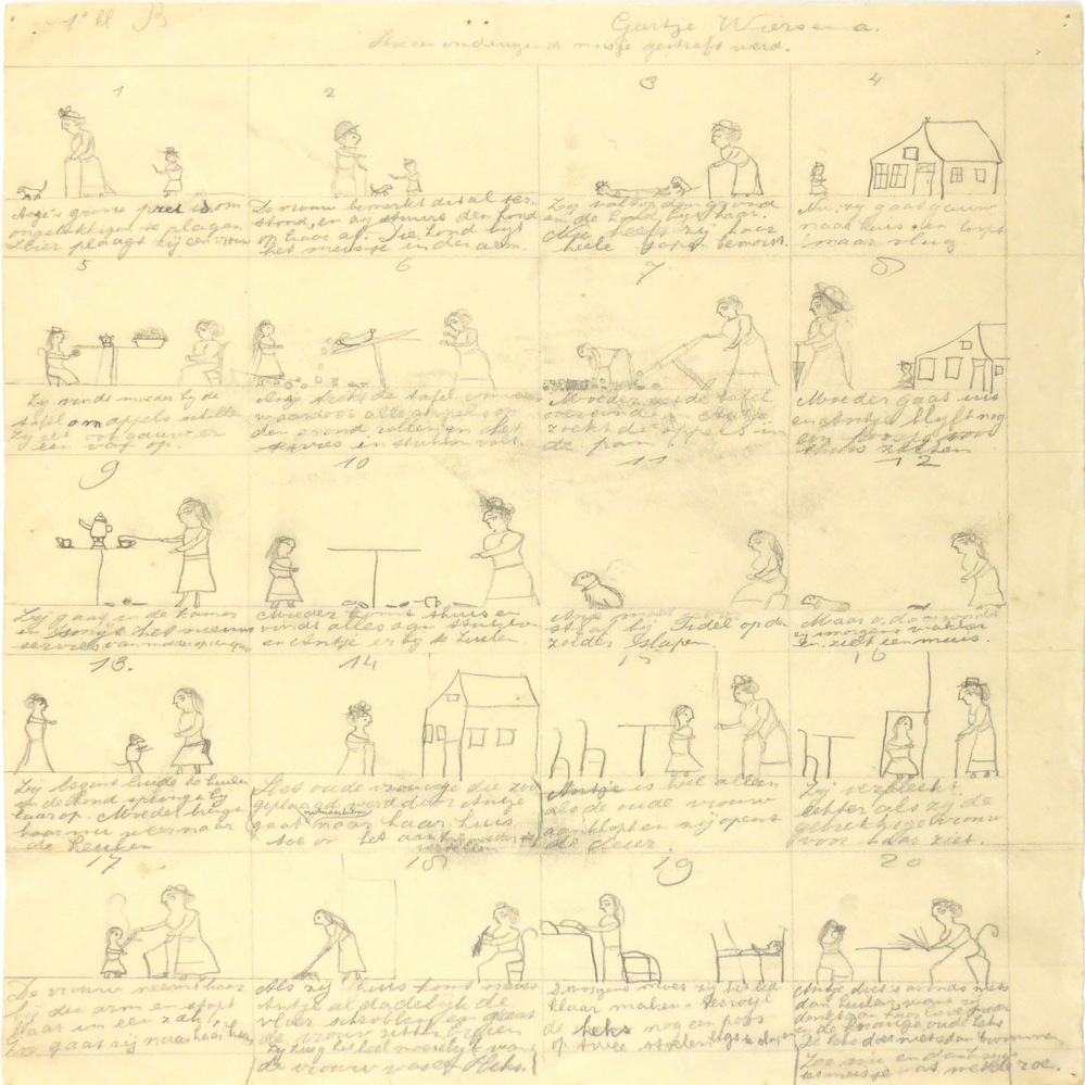 20 plaatjes durende stripverhaal met als titel : hoe een ondeugend meisje gestraft werd