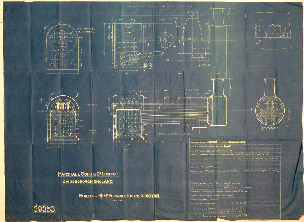marshall sons Co limited gainsborough England boiler for 4 HP Portable  engine No 50798