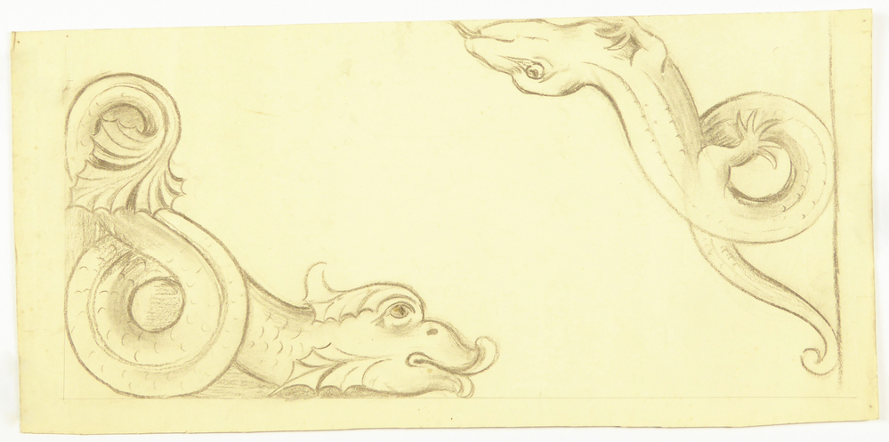 ontwerptekening ornamenten slang en draak