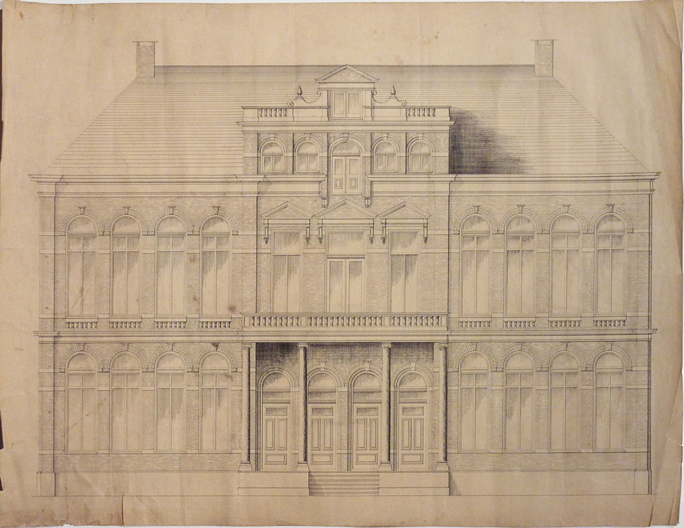 huis met 4 zuilen en boogramen