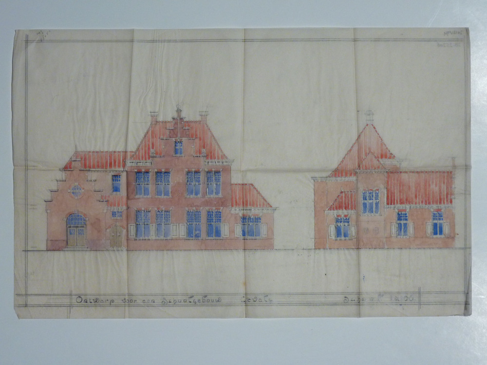 ontwerp voor een schoolgebouw schaal 1 a 100