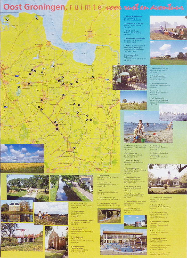 Oost groningen ruimte voor rust en avontuur , kaart van oost groningen met lokatie alle musea