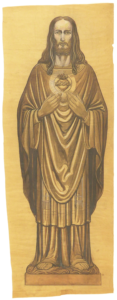 ontwerptekening Christus heilig hart, ten voeten uit, vooraanzicht