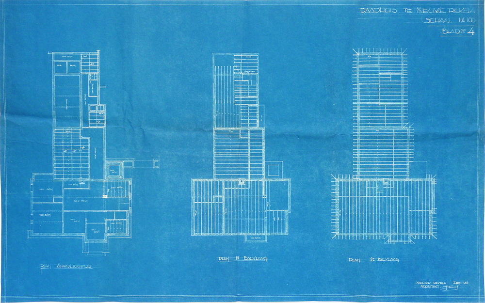 raadhuis te Nieuwe Pekela schaal 1;100 blad no 4