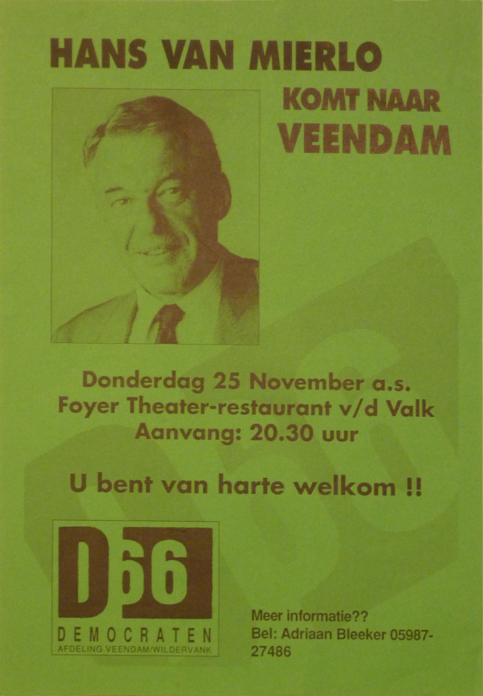 hans van mierlo komt naar veendam donderdag 25 november