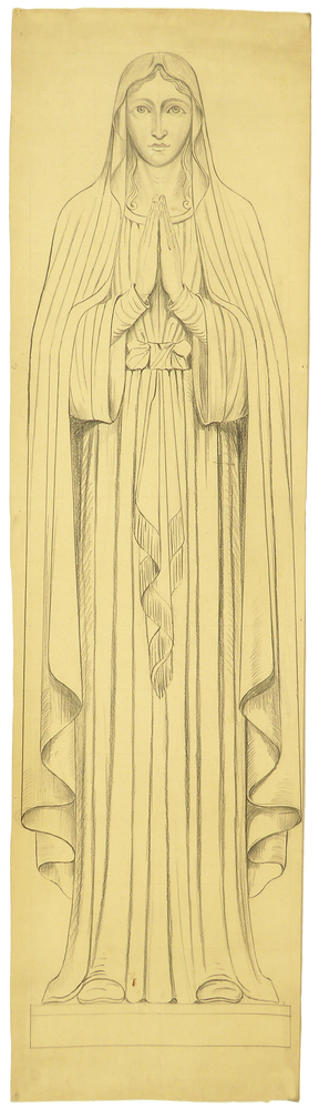 ontwerptekening Maria, vooraanzicht, ten voeten uit
