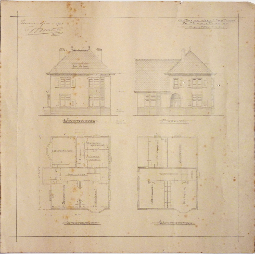ontwerp van een Pastorie te Nieuwe Pekela schaal 1:100