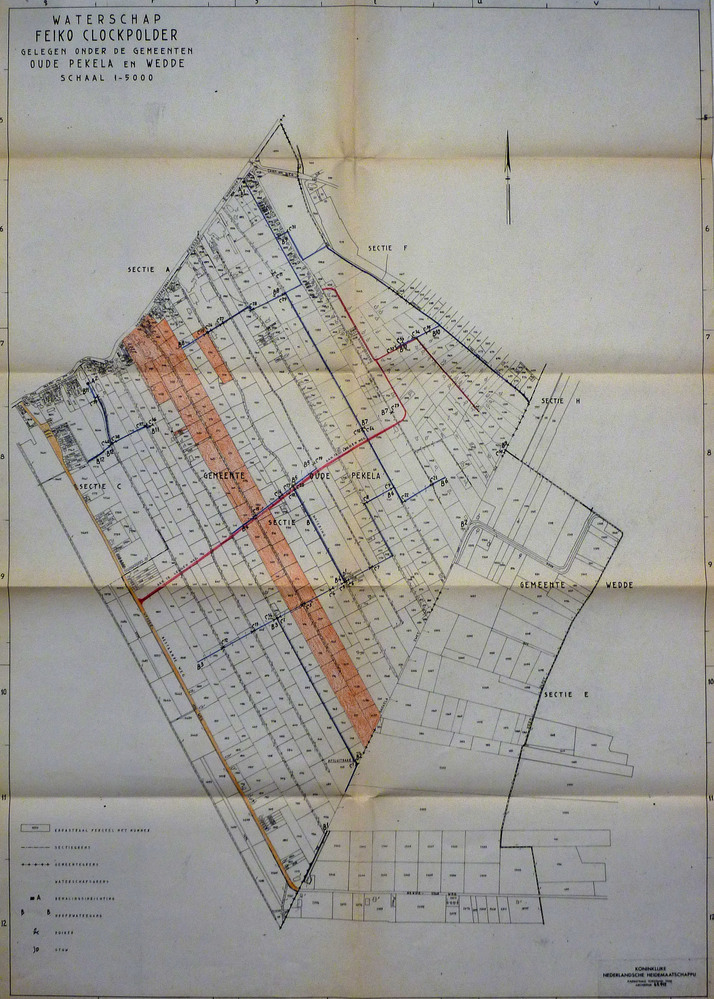 waterschap Feiko Clockpolder gelegen onder de gemeenten Oude Pekela en Wedde Koninklijke Nederlandsche Heidemaatschappij kadastrale toestand 1968 archiefnr 65.912