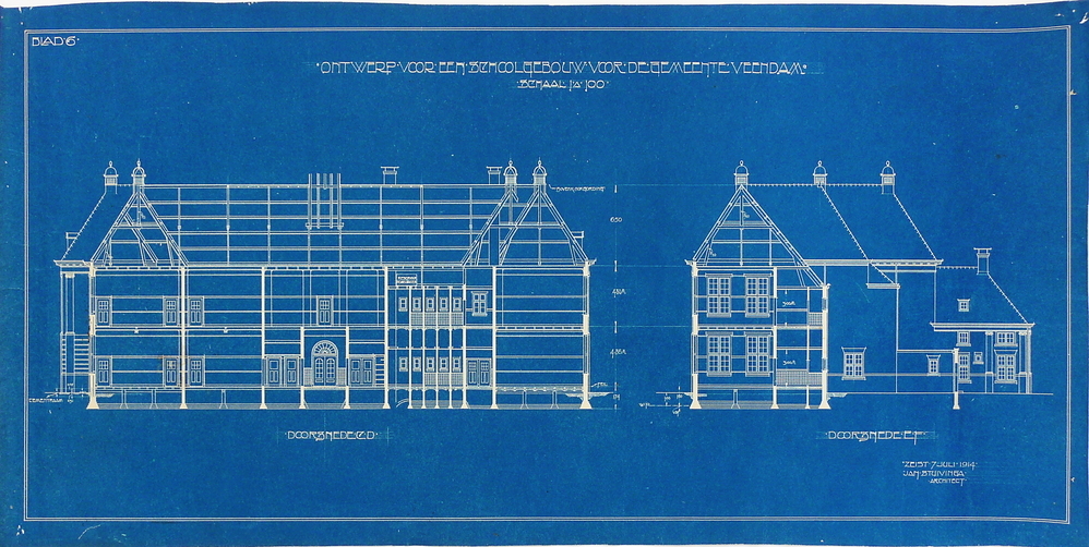 blad 6 ontwerp voor een schoolgebouw voor de gemeente veendam