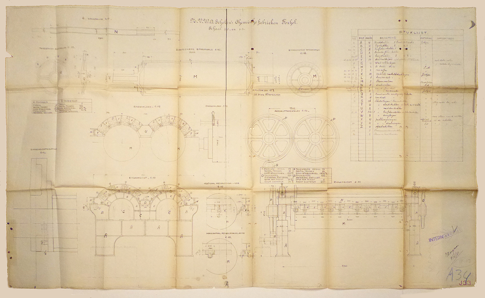 schetsontwerpen voor 6 drukrollen NV W.A.Scholten's chemische fabrieken NV te Foxhol. uit nalatenschap van oud- medewerker en vader van schenker Harm Toorman (1921-2017)