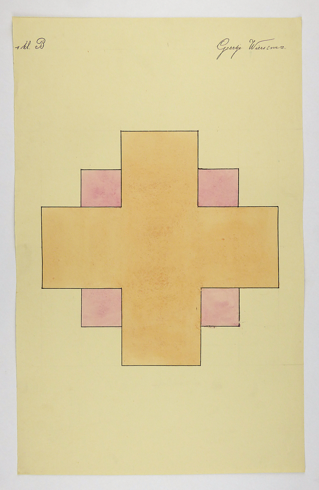 zalmkleurige plusteken voor een rode vierkant