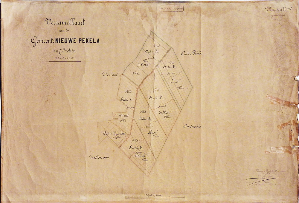Verzamelkaart van de Gemeente Nieuwe Pekela in 7 sectien