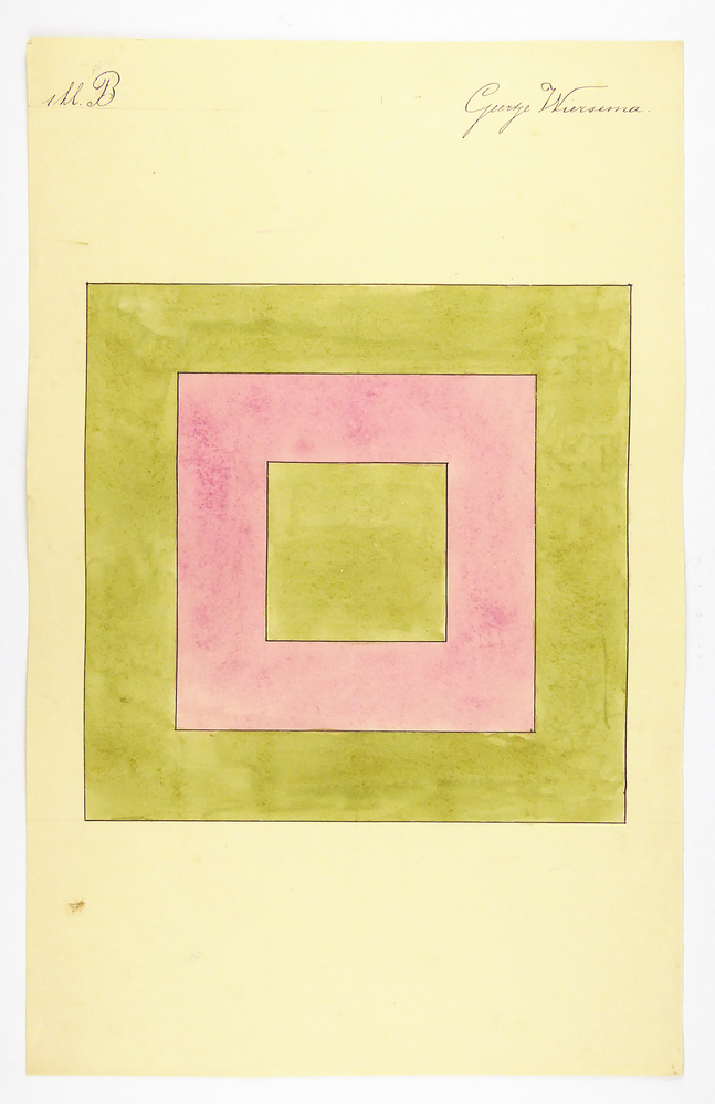 grote groene vierkant, met hierin rode vierkant met hierin groene vierkant