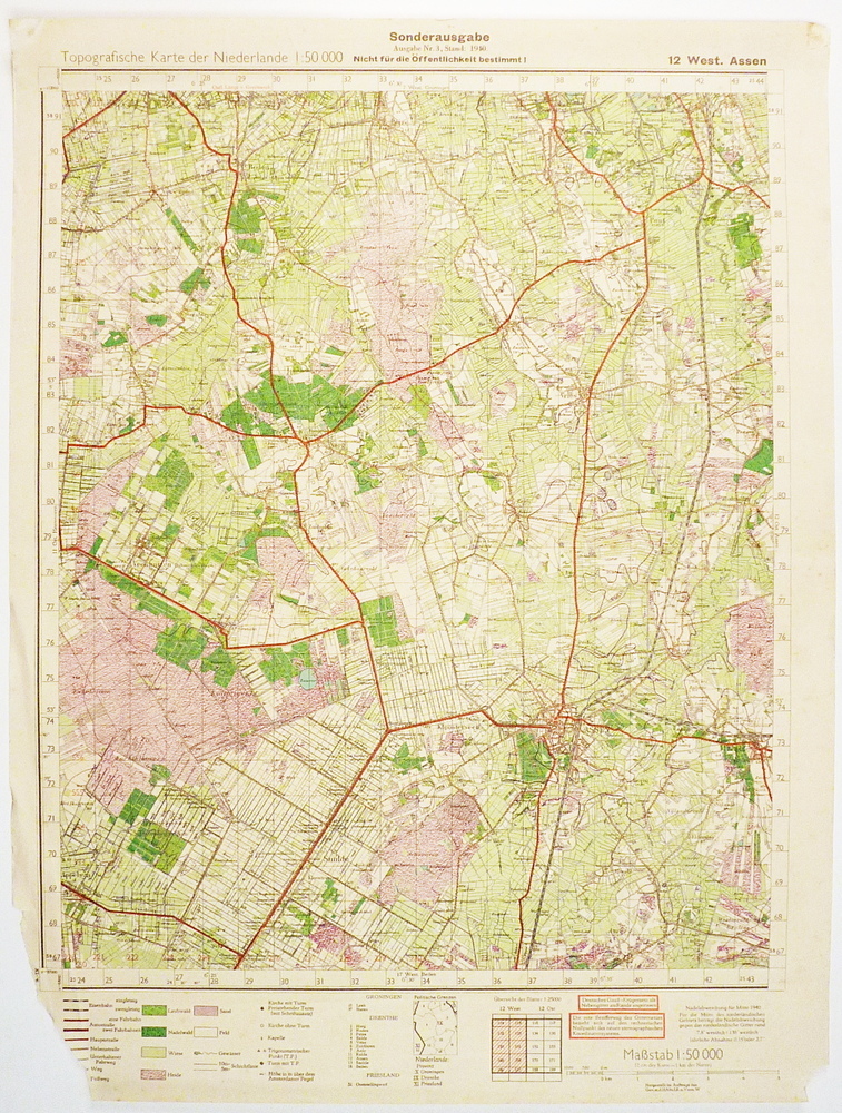 Topografische karte der Niederlande 12 west assen