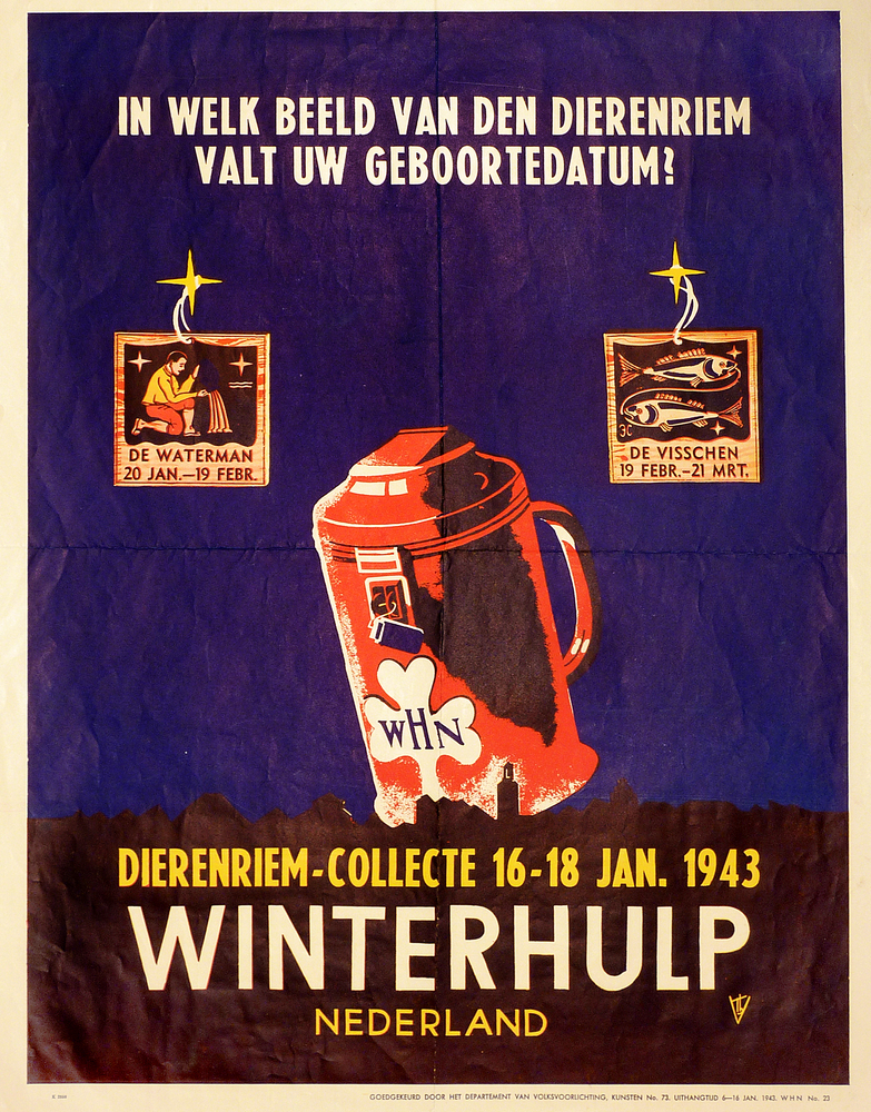 in welk beeld van de dierenriem valt uw geboortedatum dierenriem collecte 16 - 18 jan 1943 winterhulp nederland k 2350 DVKnr 73 WHNnr 23
