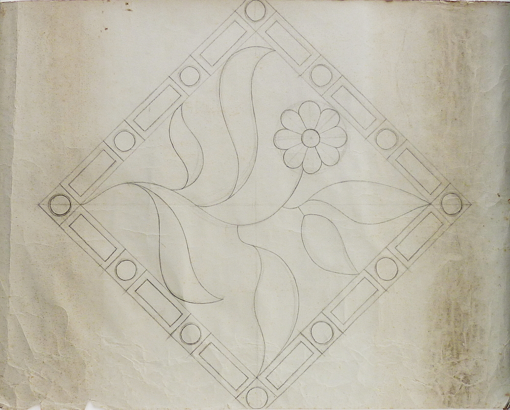 bloem en blad binnen een ruit