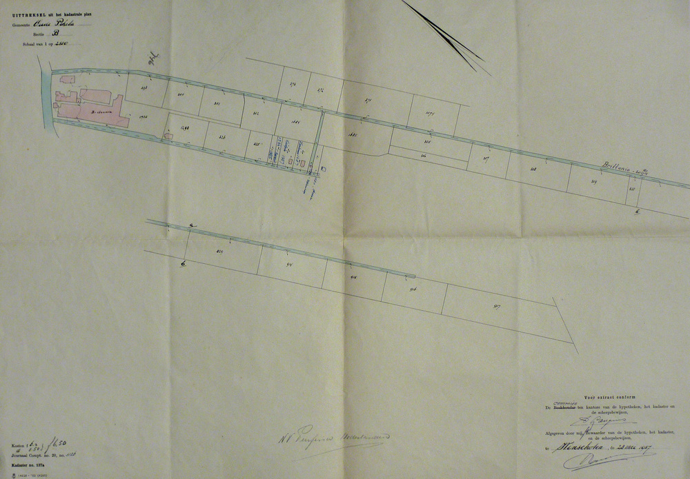 uittreksel uit het kadastrale plan Gemeente Oude Pekela Sectie B Winschoten 28 mei 1957
