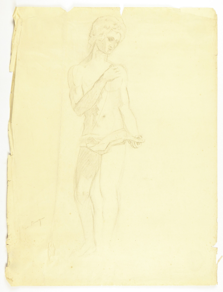 ontwerptekening studie naar klassiek beeldhouwwerk schematische tekening