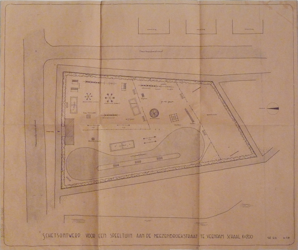 schetsontwerp voor een speeltuin aan de meezenbroekstraat te Veendam schaal 1:200 get E.D. d. S9
